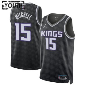Dres Sacramento Kings Davion Mitchell 15 Jordan 2022-23 Statement Edition Crno Swingman - Dječji